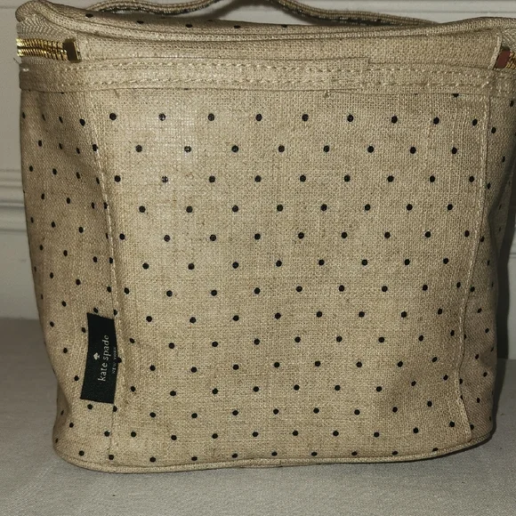 Kate Spade Tan &;Black Polka Dot Insulated Lunch Bag - Picture 2 of 7